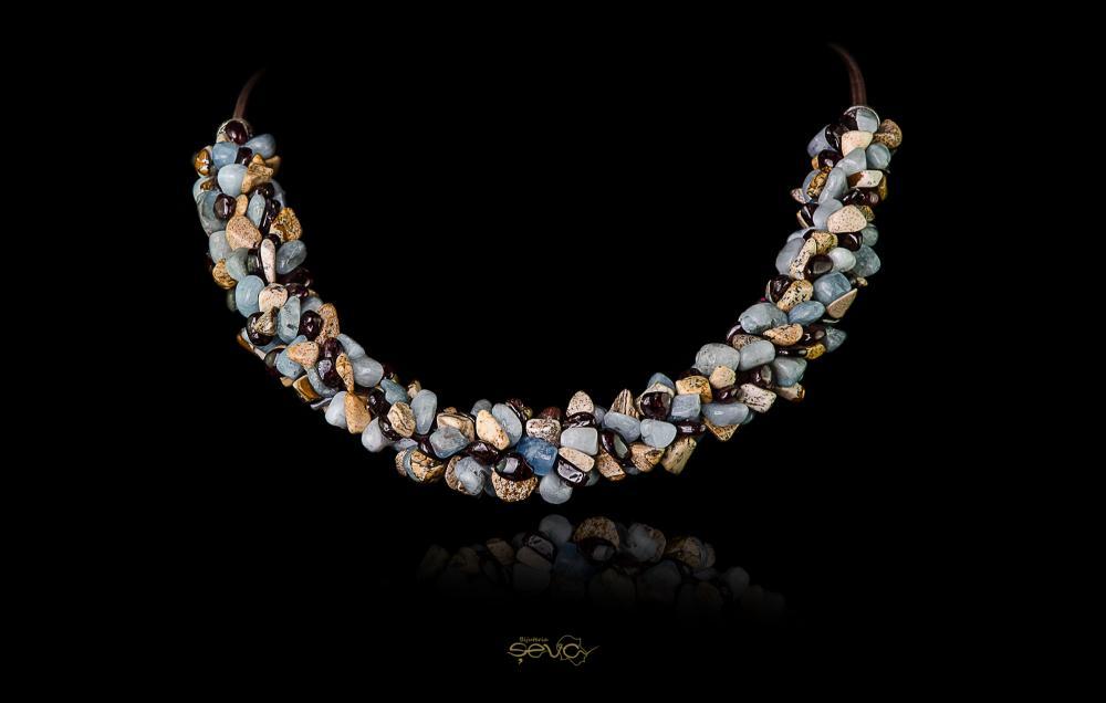 colier jasp aqvamarin granat